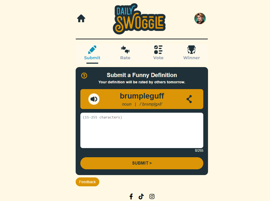 Hornswoggled - A fun daily word game encouraging users to come up with the funniest definition to an obscure word. ...